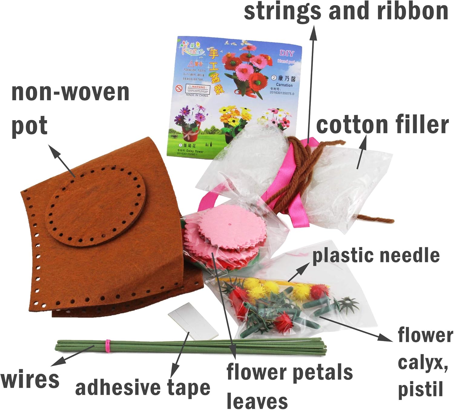 USA MJ Floral Crafting Kids Sewing Kit Flower Crafts Kid DIY Educational Craft and Fun Felt Sew Kits Complete Set for Parent and Children Home Decor Craft Party (Set of 6 Combo Pack) : Toys & Games