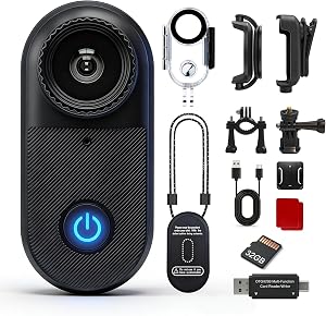 2.7K Mini Body Camera, 10M Waterproof, Black | 32GB Memory Card 130° Wide Angle Body Cam, Comes with 10M Waterproof Case, for Underwater Sports, Cycling and Daily Vlogging