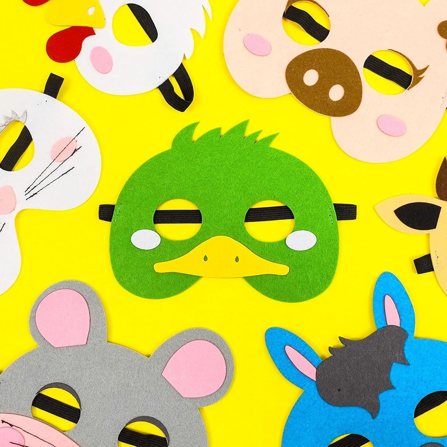 BLUE PANDA 12 Pack Felt Animal Masks for Kids, Jungle Safari Party Favors for Birthday (7x7.2 in) - Image 3