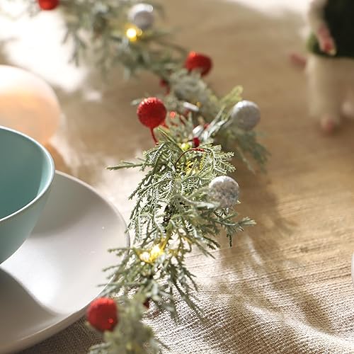 Vista 34 de Guirnalda de ramas iluminadas con copos de nieve, 6 pies, 48 luces LED de ramas de árbol para pared, funciona con pilas, luces de vid para Rama