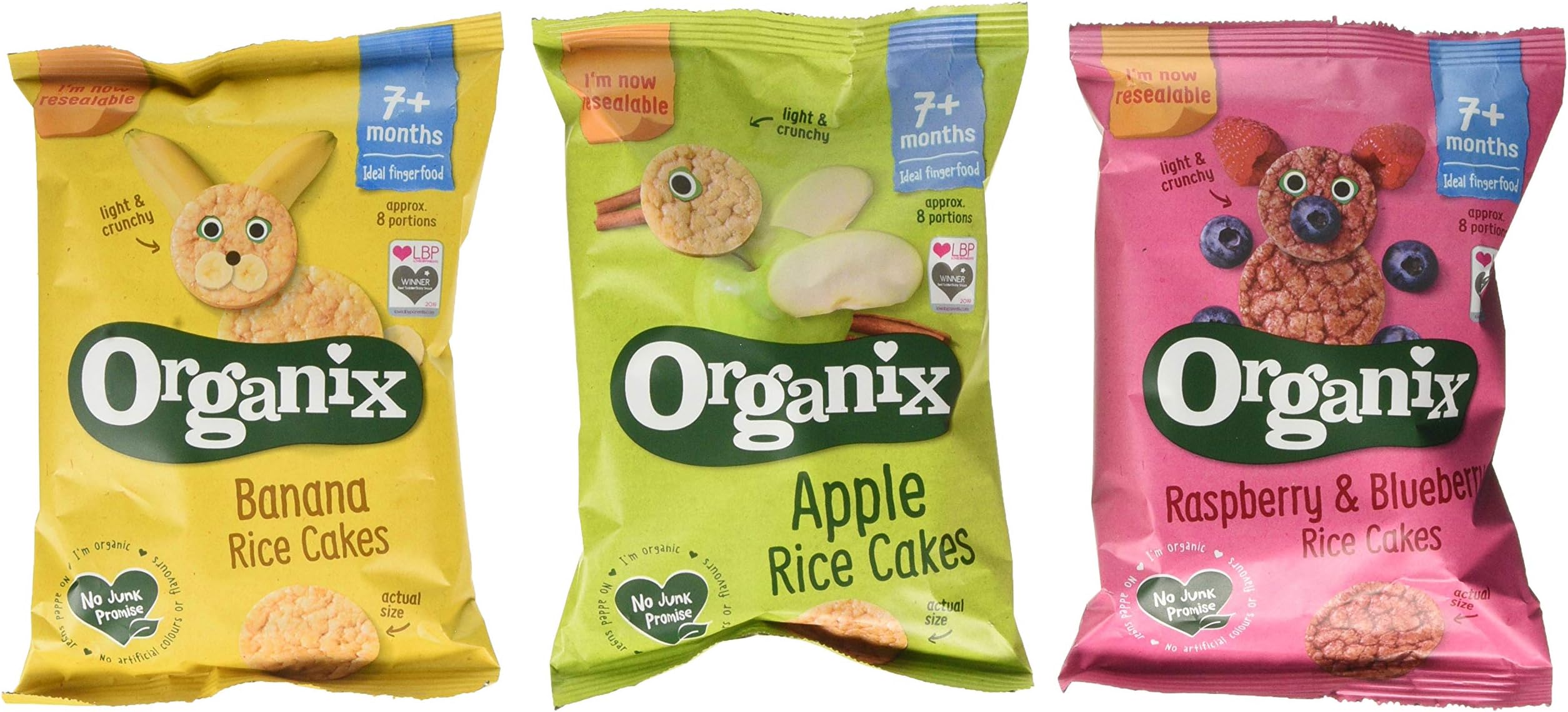 Organix Rice Cakes Baby Finger Food Snack Box: Apple Berry Banana 50g (Pack of 15)