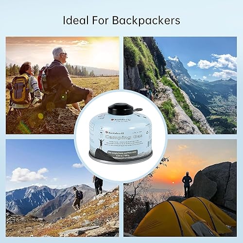 Miniatura 7 de KOMAN Recipiente de combustible de isobutano de 3.53 onzas (3.53 onzas), estufa de campamento, mezcla de butano, mezcla de propano y combustible,