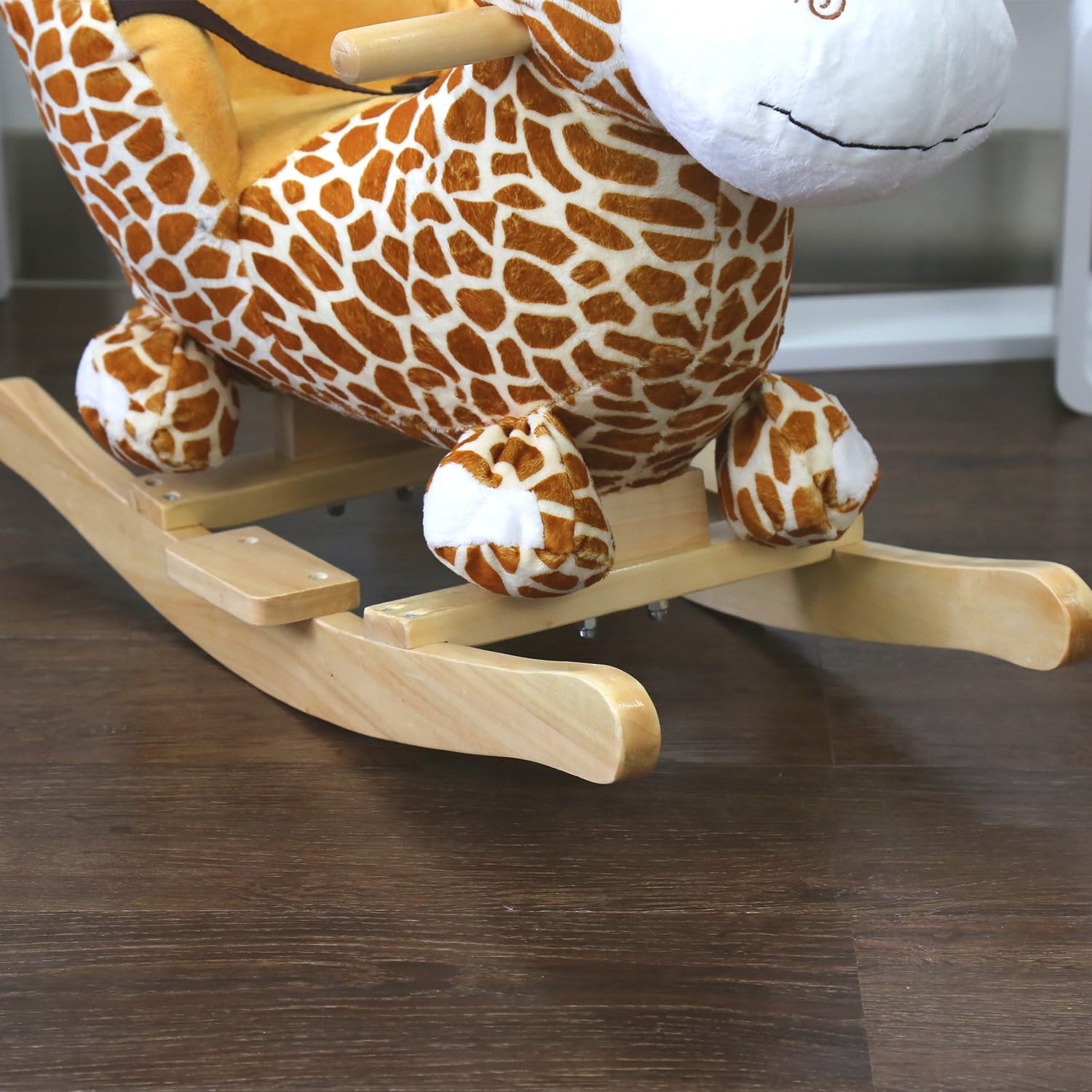 Gеt Dіѕсоunt оƒƒеr Kinsuite Baby Kids Ride-On Rocking Horse Animals Toy Plush Wooden Giraffe Rocker with 32 Nursery Rhymes Seat Belts