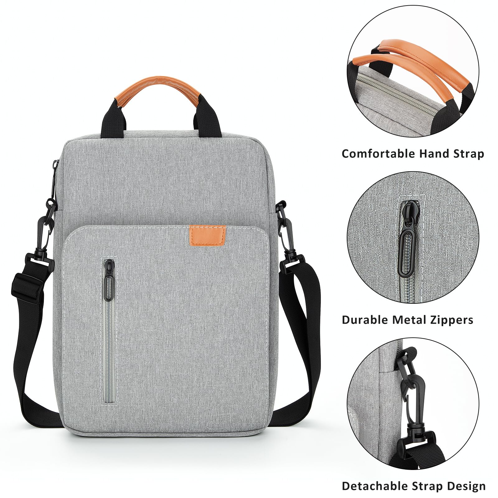 Custodia PC 14 Pollici, Borsa a Tracolla per Computer in Poliestere Impermeabile Compatibile con 14” MacBook Pro M4/M3/M2/M1 2024-2021 Chromebook Notebook, Grigio