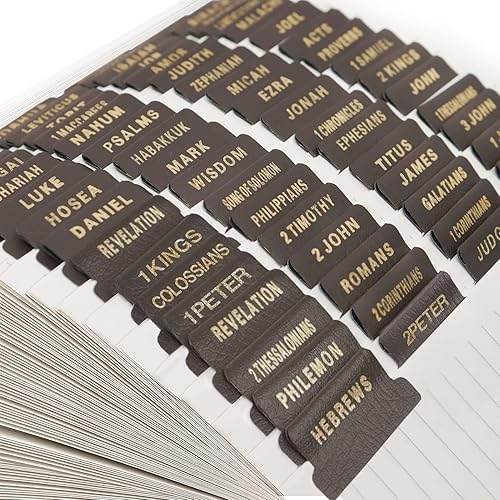 Pestañas de cuero para la Biblia para mujeres y hombres, pestañas de índice de la Biblia católica con impresión grande para la Biblia de estudio,
