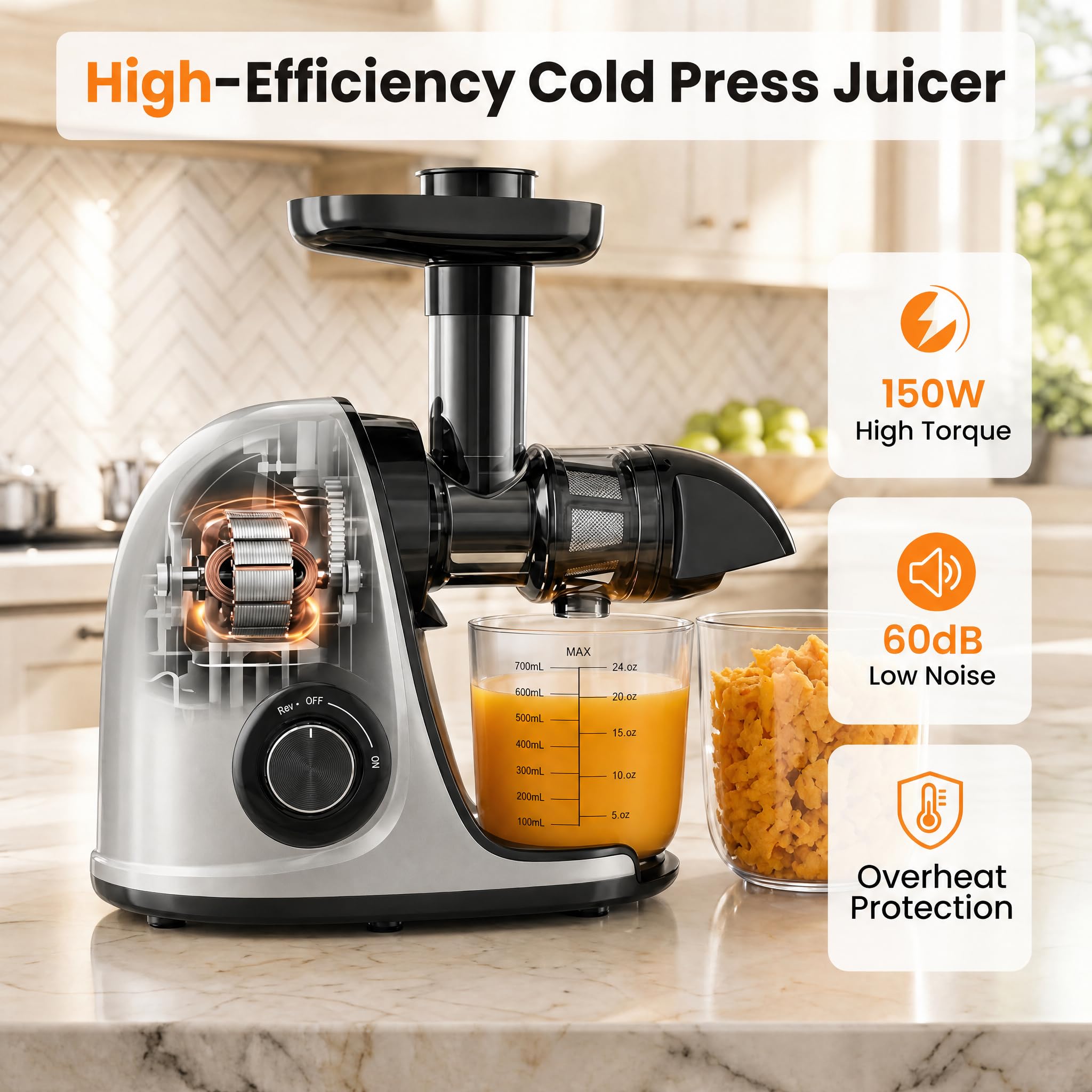 LIFEZEAL Estrattore Frutta e Verdura 150W con Resa del 95%