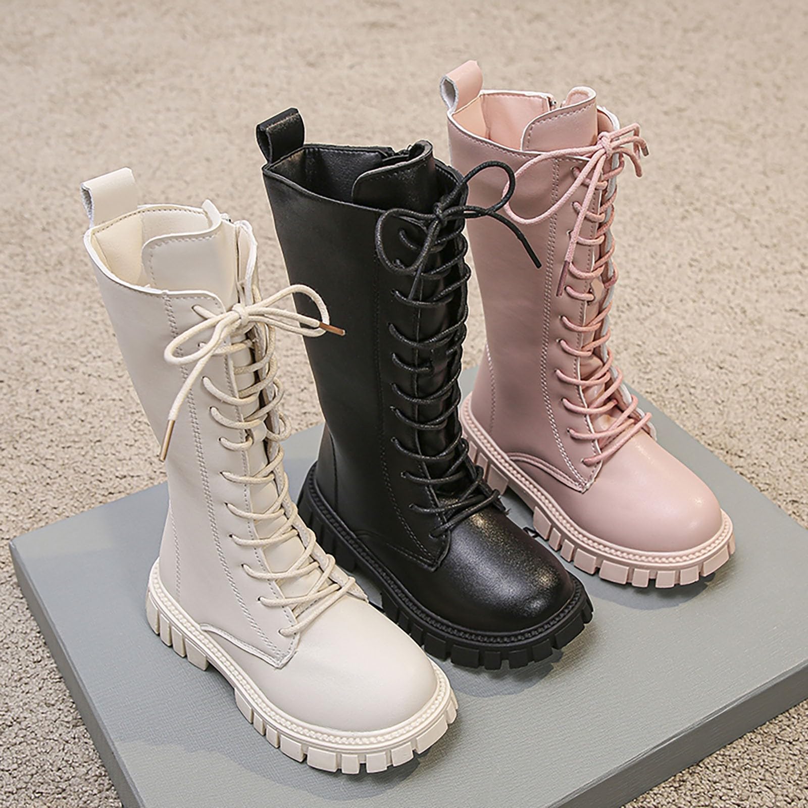 Botas Planas Elegantes para Niñas Botines De Cuero con Y Caña Larga para Niños Pequeños Cómodas para Uso Diario Diseño Antideslizante Y Duradero para Informales Y