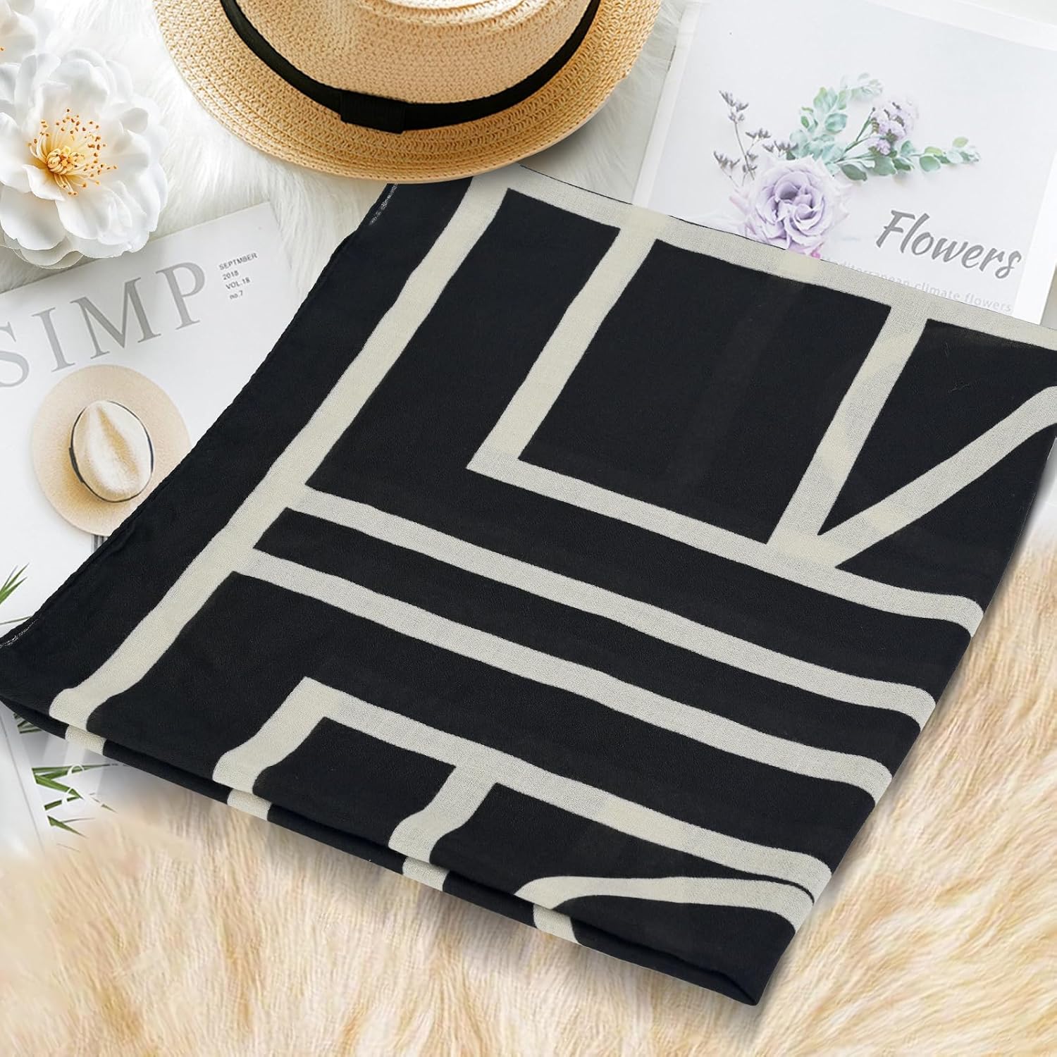 Scarfs for Women Light Soft Solid plaid Fashion Scarves Sunscreen Shawls for All Seasons - Image 8