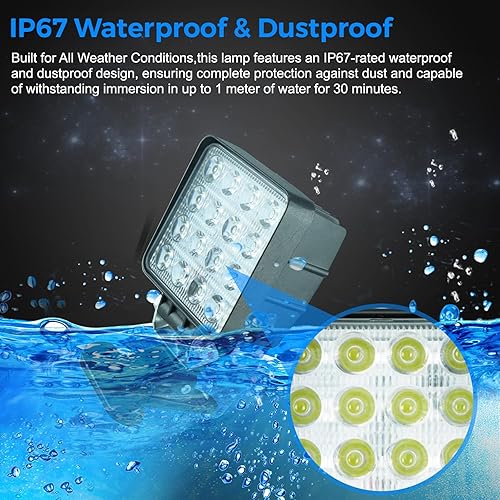 Miniatura 7 de Faros delanteros de acoplamiento para barcos, luces LED de 40 W, 6000 K, 12 V, sobre el agua, inundación, marina, para kayak, bajo, Jon, pesca