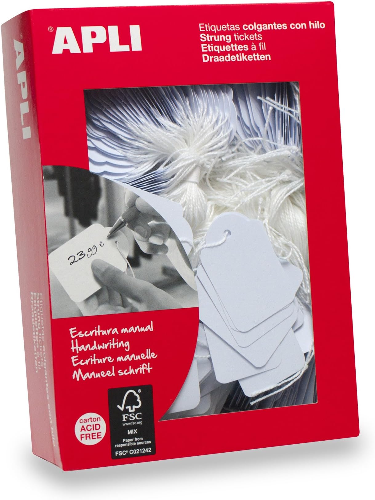 Cartellini Con Filo APLI 28x43mm - Confezione Da 500 Pezzi Bianchi Per Etichettatura E Identificazione - Foto 5