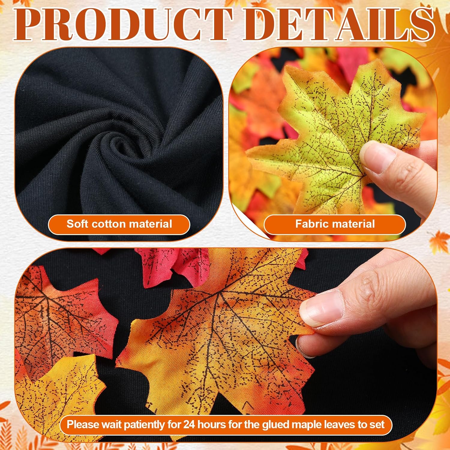 Men's DIY Leaf Costume Kit, 300 Artificial Leaves, XL Black Tee,Fabric Glue