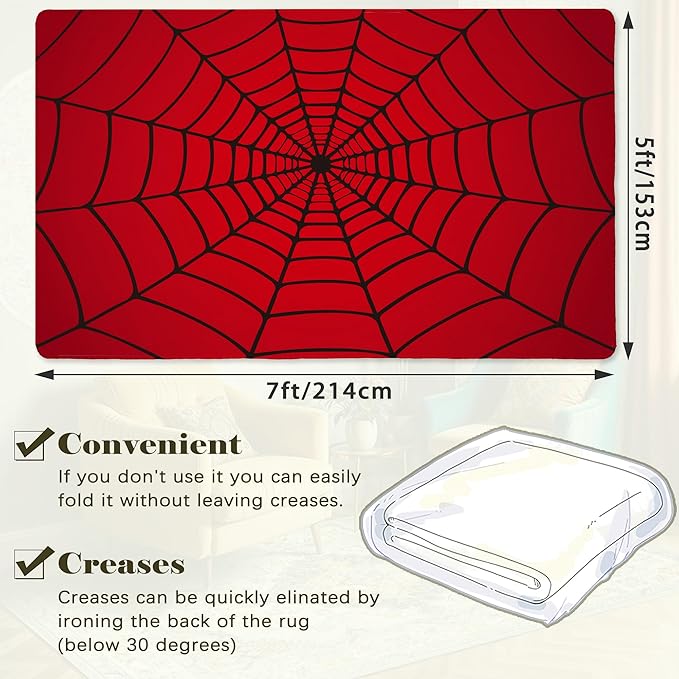 Alfombra Red Spider Web 5x7 pies Antideslizante Lavable para Sala miniatura 2