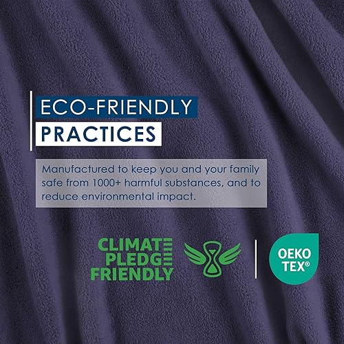 Vista 7 de Manta de forro polar tamaño full/queen Cómoda manta de forro polar supersuave tamaño full – Manta ligera para todas las estaciones Suaves y Azul