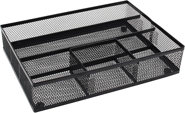 EasyPAG Mesh Drawer Organiser Tray Desk Draw Tidy Office Stationery Storage Pen Holder,Black