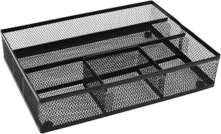 EasyPAG Mesh Drawer Organiser Tray Desk Draw Tidy Office Stationery Storage Pen Holder,Black