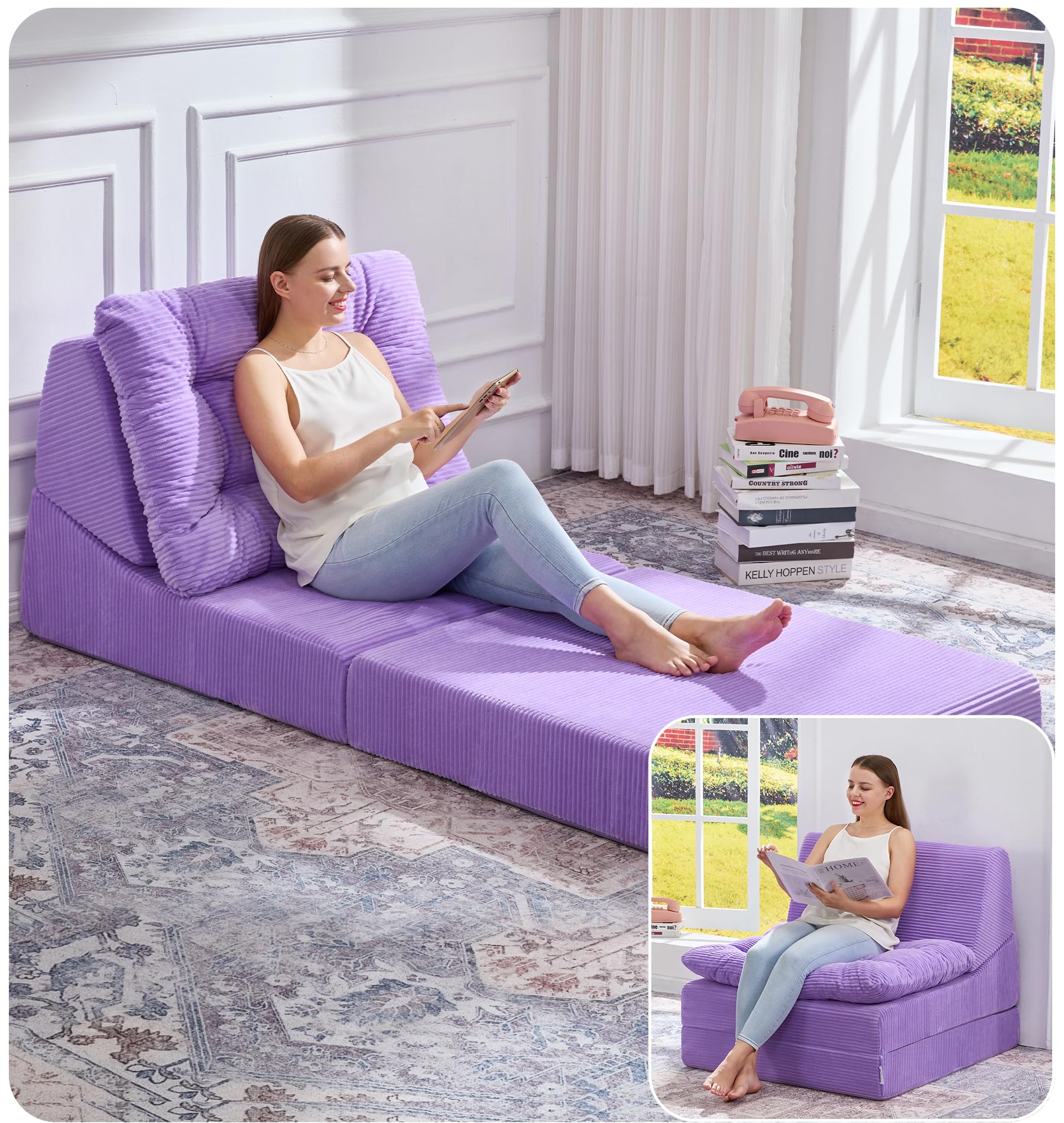 Hobestluk Sofa Couch Folding Sofa Bed Comfy Floor Lounger