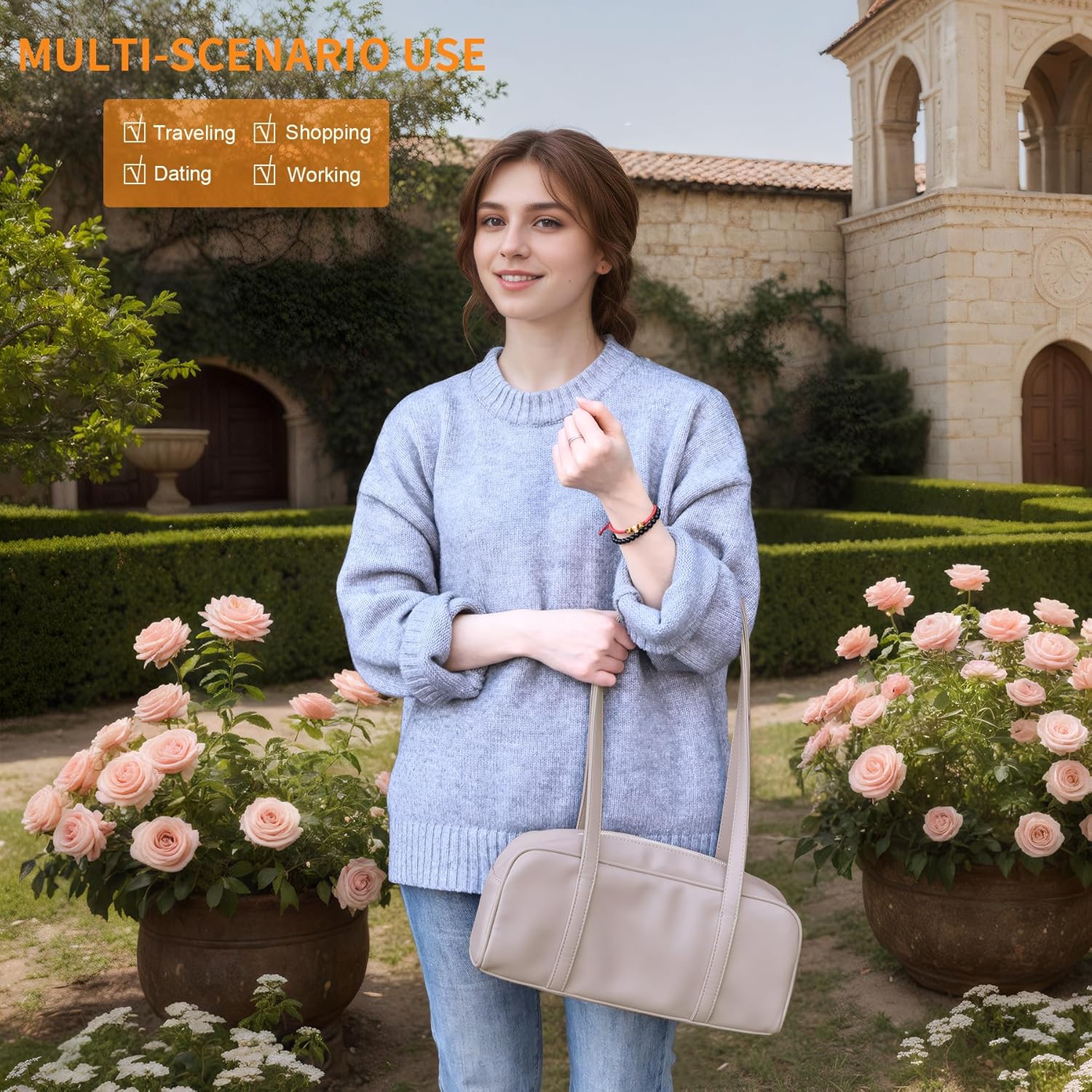 Swing Zip Shoulder Bag for Women Vegan Leather Small Handbags with Zipper - Image 3