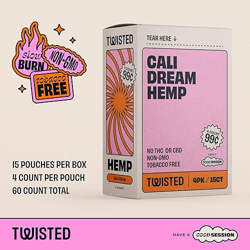 Miniatura 10 de Twisted Hemp Wraps - Expositor de papel de liar para cigarrillos naturales, 4 envolturas por manga, paquete de 15, 60 envolturas en total (plátano