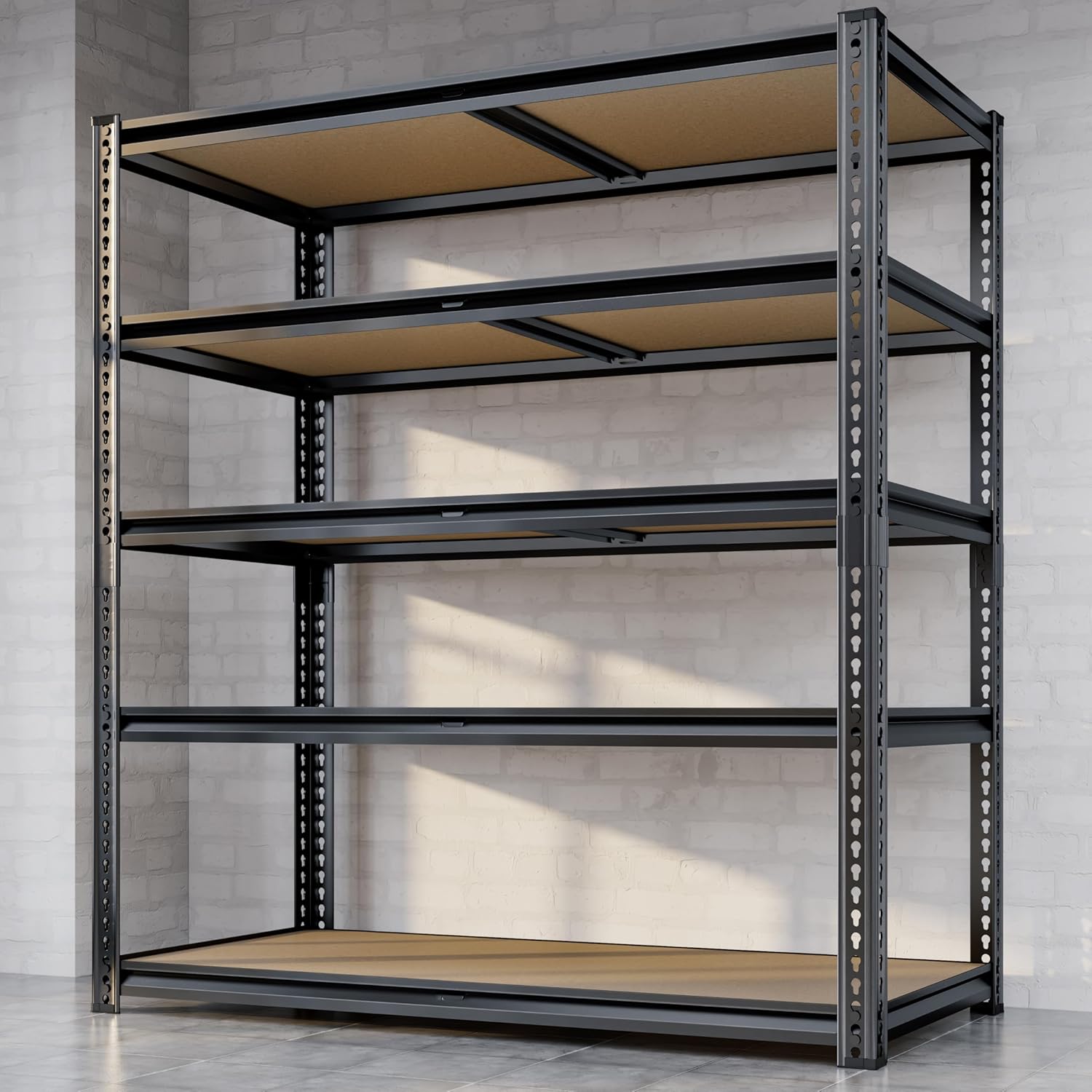72″ H Storage Shelves Heavy Duty, 2200LBS Garage Shelving, 5 Tier Metal Shelving Unit Adjustable Garage Shelves Utility Rack Shelf for Storage Warehouse Pantry Closet,40″ W × 20″ D × 72″ H, Black