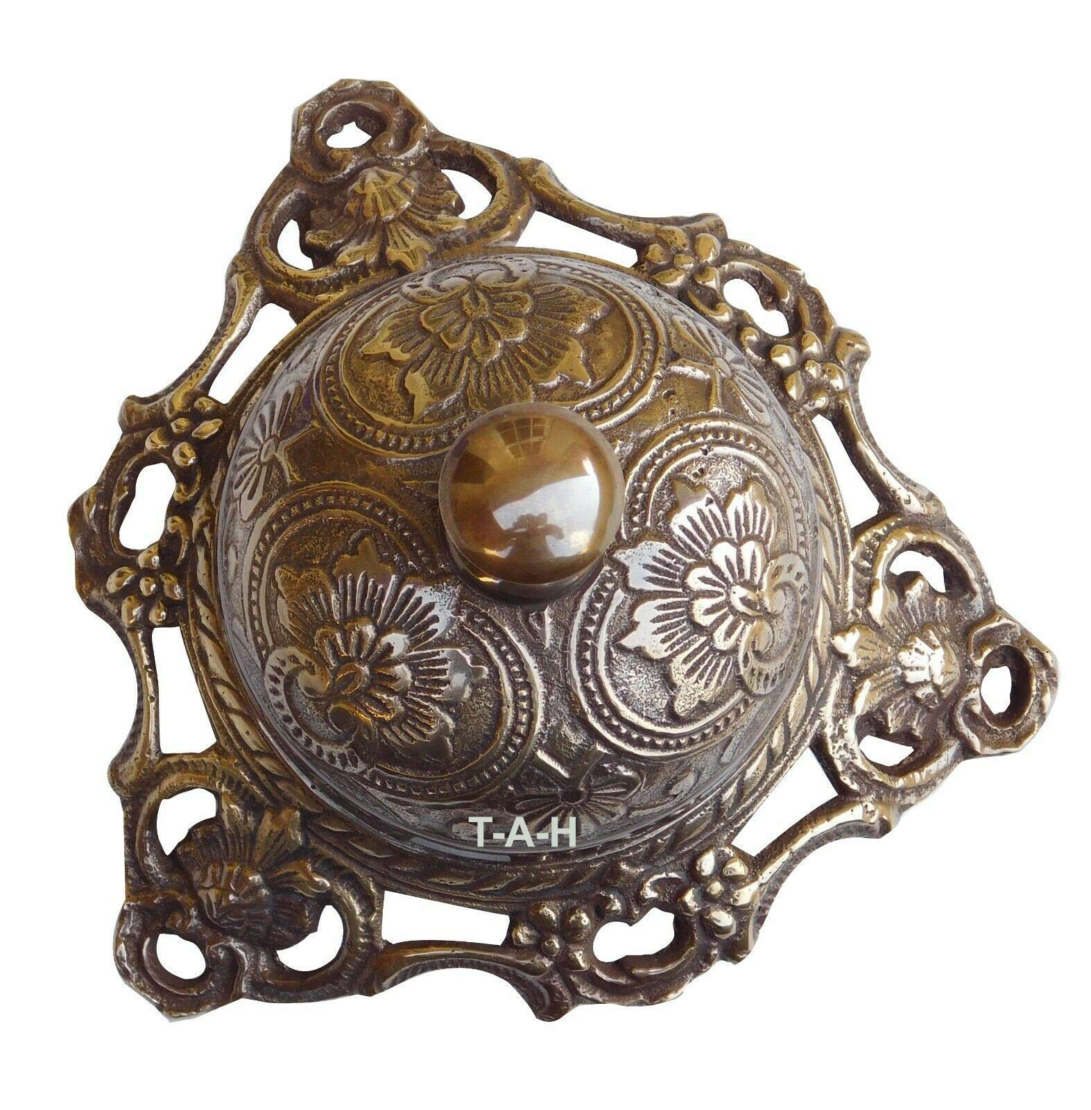 Campana da banco dell'hotel in ottone massiccio decorato antico