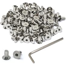 iexcell 100 Pcs M5 x 10mm Thread Pitch 0.8 mm Stainless Steel 304 Hex Socket Flat Head Cap Screws Bolts Kit