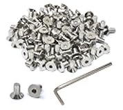 iexcell 100 Pcs M5 x 10mm Thread Pitch 0.8 mm Stainless Steel 304 Hex Socket Flat Head Cap Screws Bolts Kit