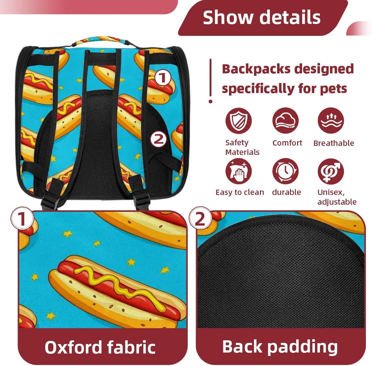 hot Dog (1) Pet Carrier Airline Approved Soft Sided Portable Cozy Travel Pet Bag, Car Seat Safe Carrier for Cats and Dogs