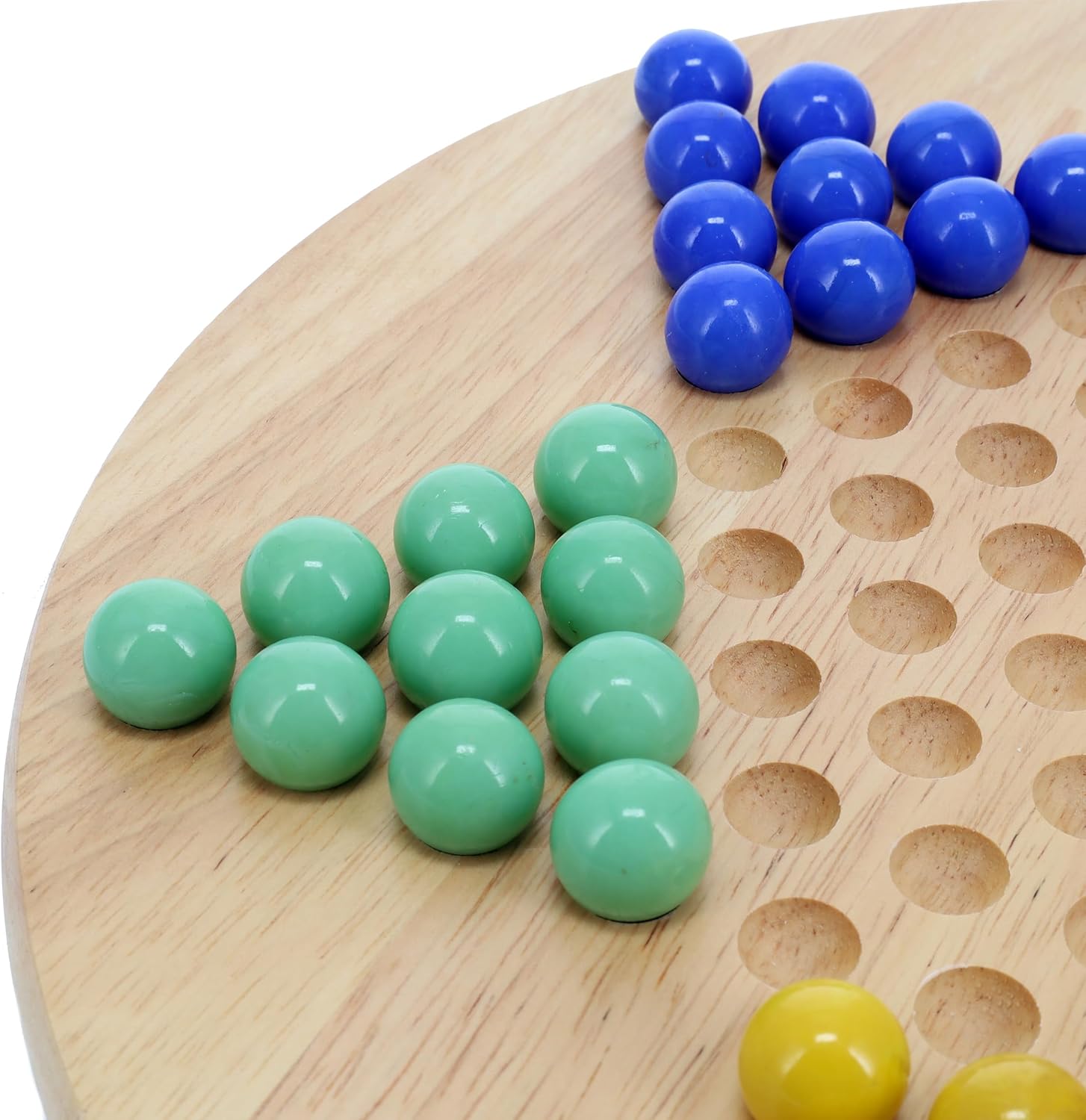 WE Games Solid Wood Chinese Checkers Set with Glass Marbles - 11.5 inches