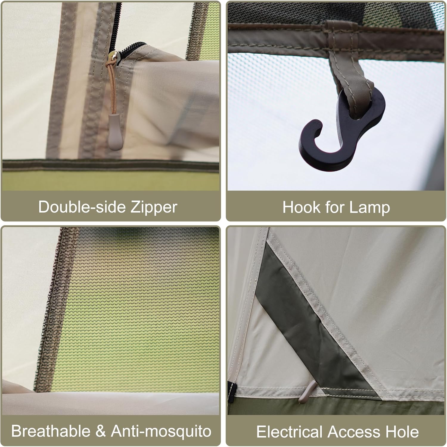 Vidalido 3-4 Person Tent with 1 Mesh Door and 2 Large Mesh Window, Double Layer Waterproof Portable Family Cabin Tent, 4 Person Tents for Outdoor Camping Hiking