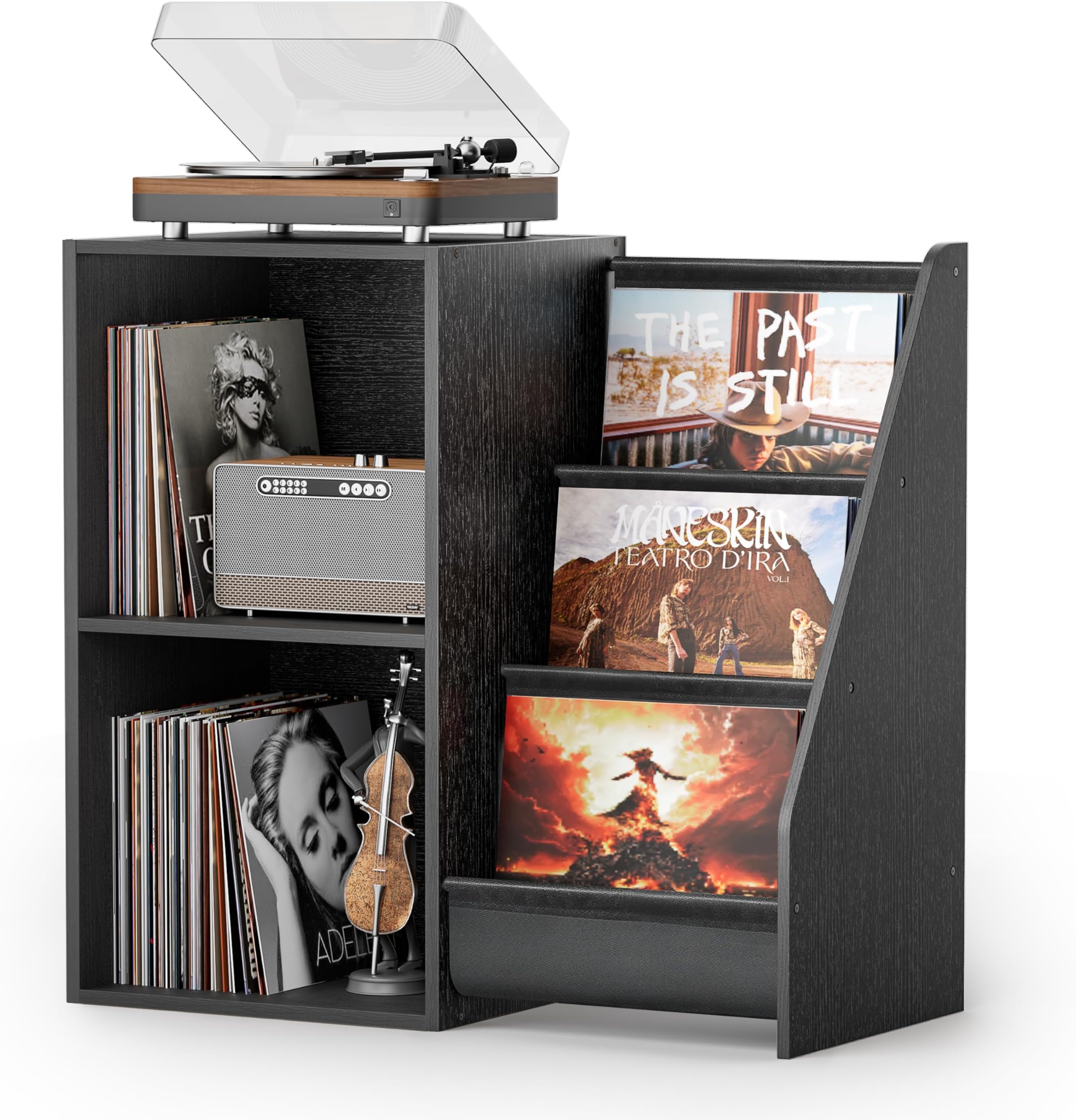 Record Player Stand,Turntable Stand with Vinyl Record Storage,Record Player Table with Vinyl Display Holder Shelf,Record Player Cabinet with 220 Albums Organizer,Media Console Cabinet for Stereo Audio