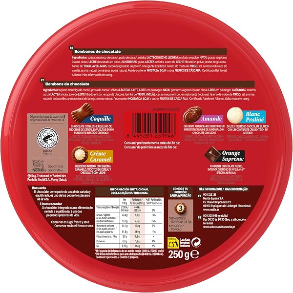 NESTLÉ CAJA ROJA bombones de chocolate con leche lata 250g - 2
