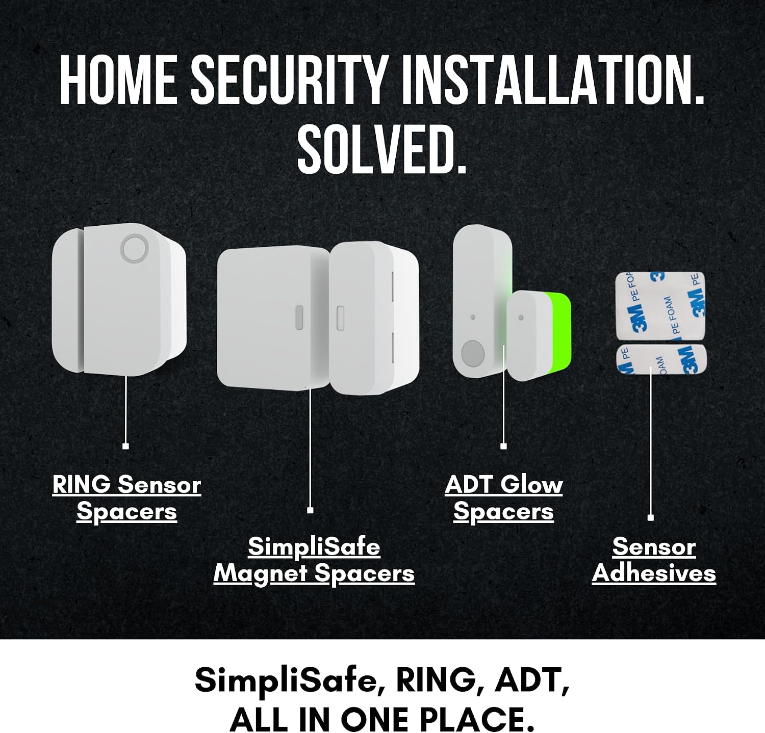 ADT Door Magnet Spacer | Contact Spacers with 3M Adhesive | Easy Install for All ADT Door Security Systems (1/4 inch - 2 Pack)