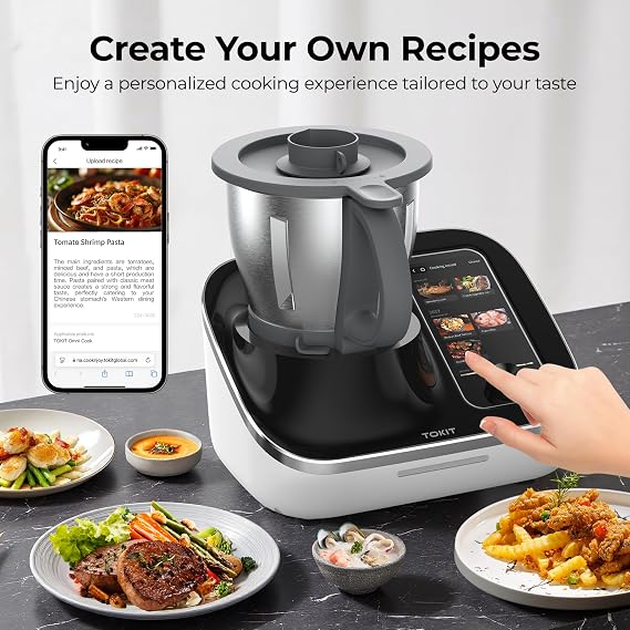 TOKIT C2 AI Omni Cook Robot, Food Processor Automatic Cooking Machine 21 Functions Cooker Robot- Blender, Stirrer, Fry, Steamer, Stand Mixer, Chopper, Cutter, 3000+ Free Recipes, 95°F-356℉