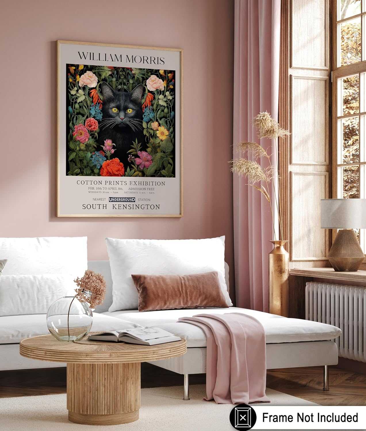 Poster Master William Morris Poster - Black Cat Print - Flower Art - Botanical Art - Exhibition Illustration - Animal Illustration - Floral Painting - Cat Artwork - Aesthetic Office or Bedroom Decor - 8x10 UNFRAMED Wall Decor