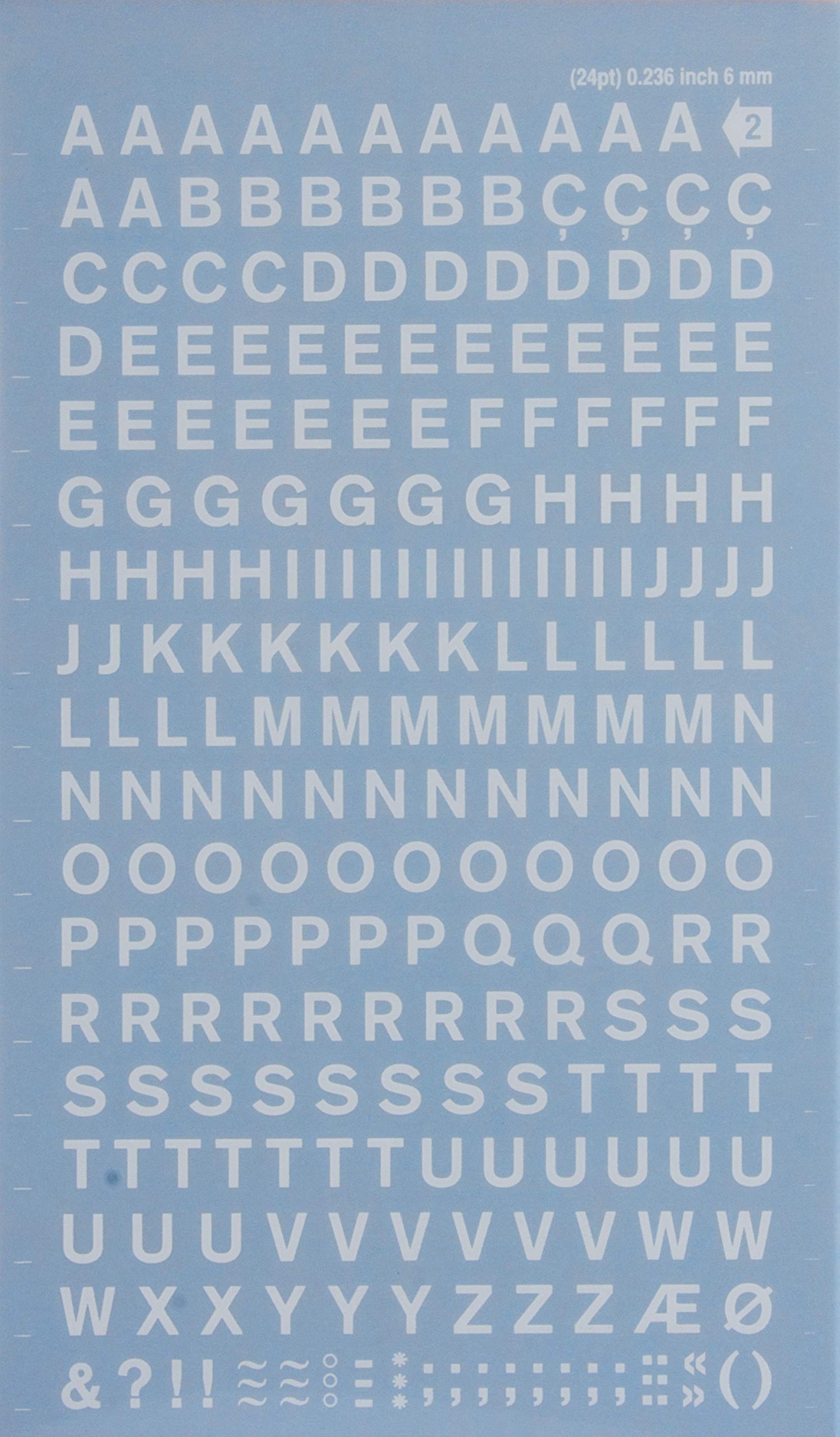 APLI White Letters Transfers - 6 mm - 1 Sheet