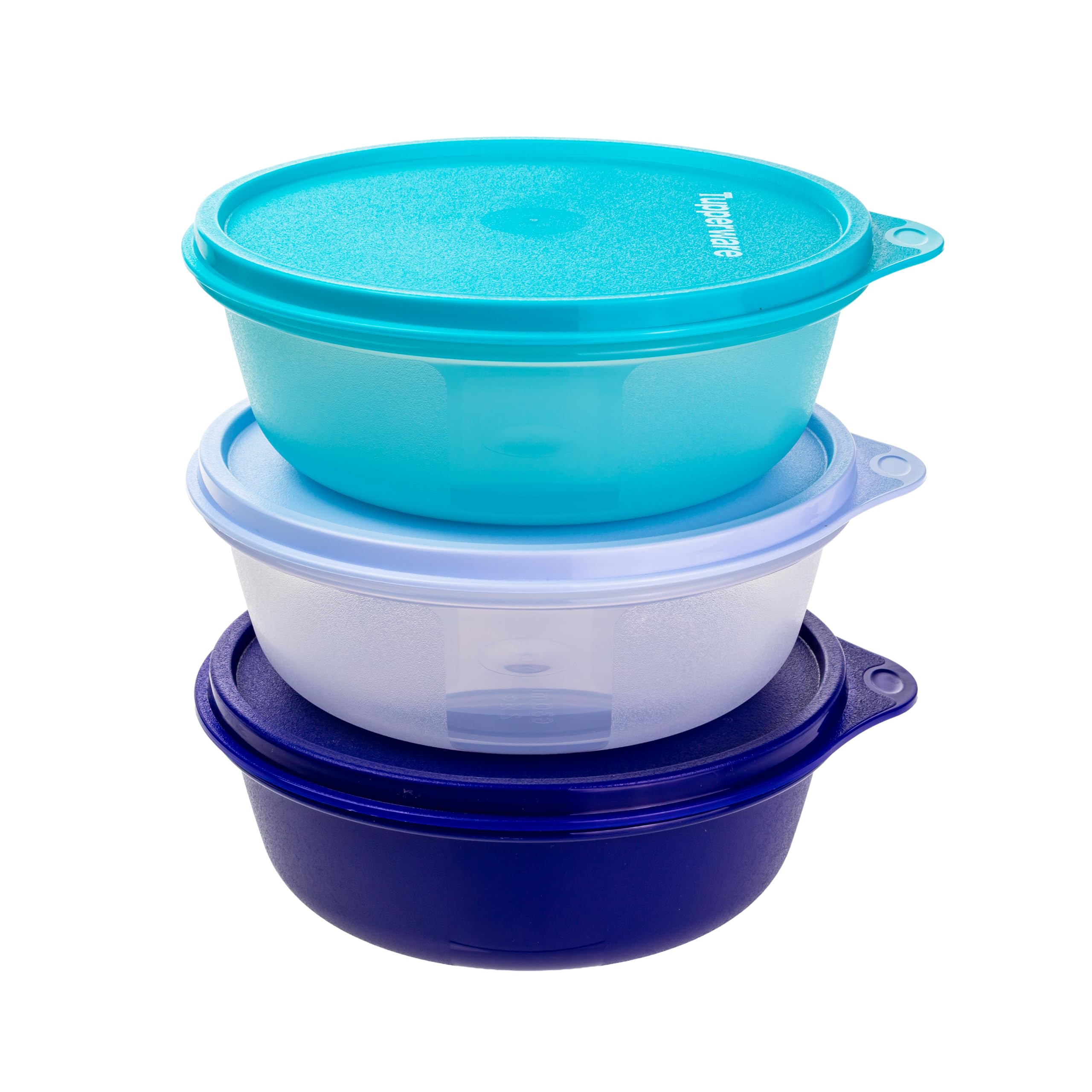 Generisch TW Große Hit-Parade 600 ml Dunkelblau Hellblau Türkis - 3er Set Schüsseln mit Deckel - Servierschalen & Frischhaltedosen für Dessert, Salat & Dips, BPA-frei (inkl. Geschenk-Artikel)