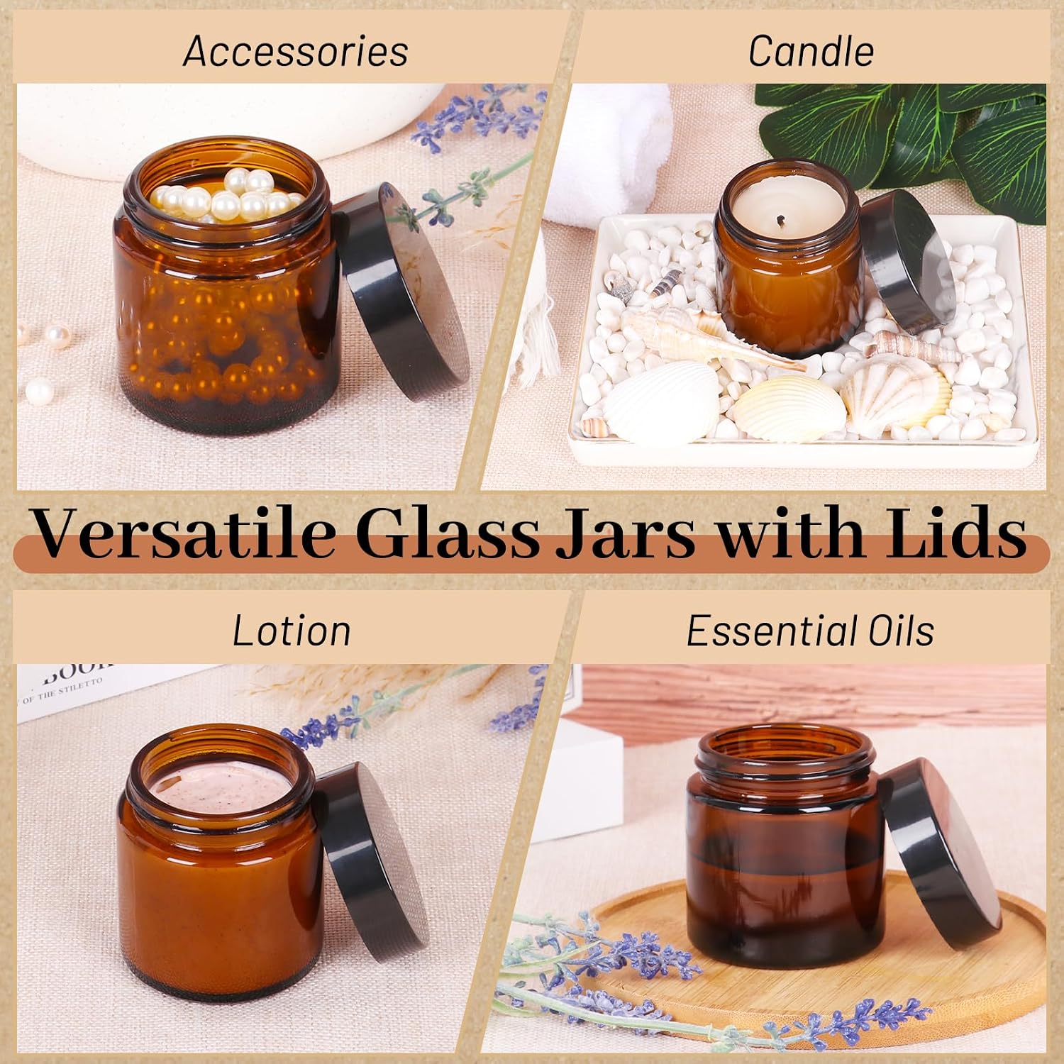 AuroTrends 4 oz Amber Glas Jars with Lids 12Pack image 4