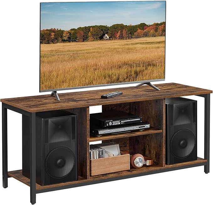 VASAGLE Soporte de TV de hasta 55 Pulgadas, Mueble Tele con estantes Abiertos, Consola para Sala de Estar, Entretenimiento, Marrón Rústico y Negro LTV060B01 oferta Amazon