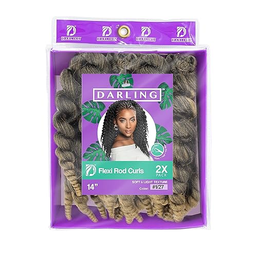 Miniatura 2 de Darling Flexi Rod Curls - 2 extensiones de cabello de ganchillo (1 paquete de 2 por paquete), textura natural y suave, rizo de varita esponjosa, 14