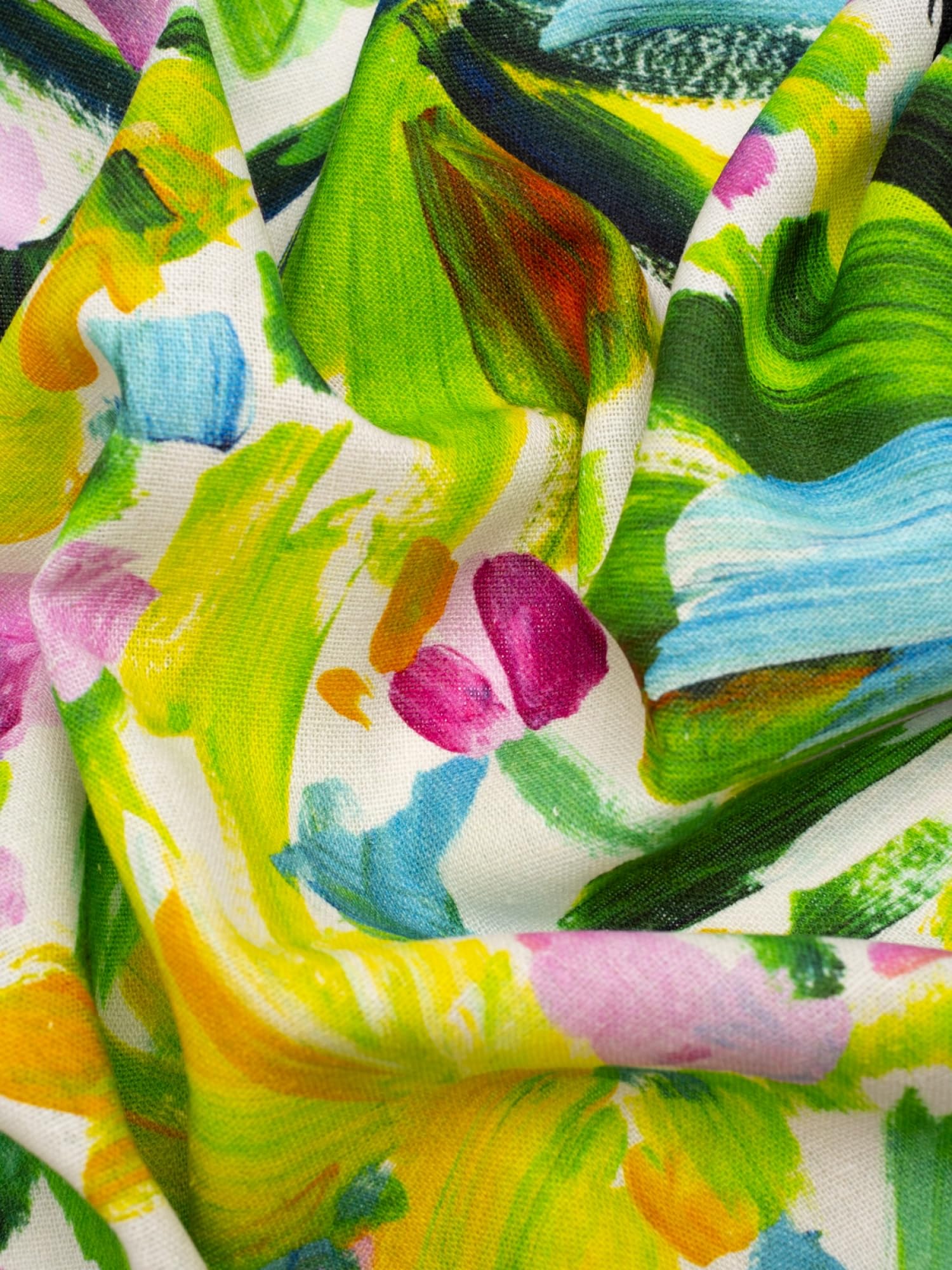Minerva Exklusiver Brushstroke Blooms Leinen-Viskose-Mischgewebe, Meterware