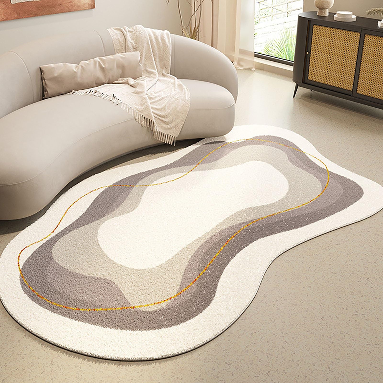 Tapis de Salon antidérapant et Doux, Lavable, de Forme irrégulière, décoration d'intérieur Confortable pour Le Salon et la Chambre, Design Moderne