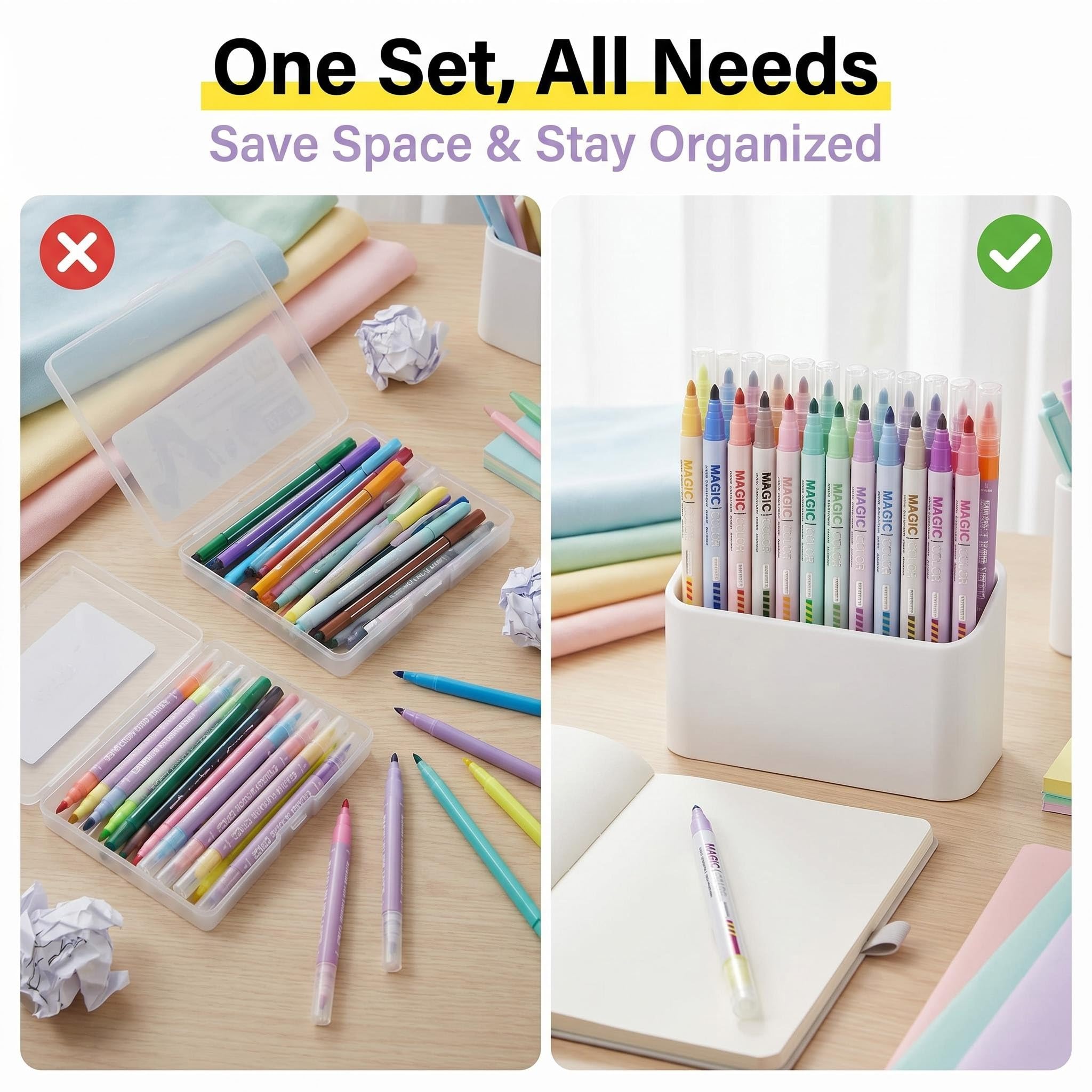 Löschbare & Dual Tip Textmarker Set, 2 in 1 Kombination Pastell Textmarker, No Bleed Marker für Bibelstudium, Schule Bürobedarf