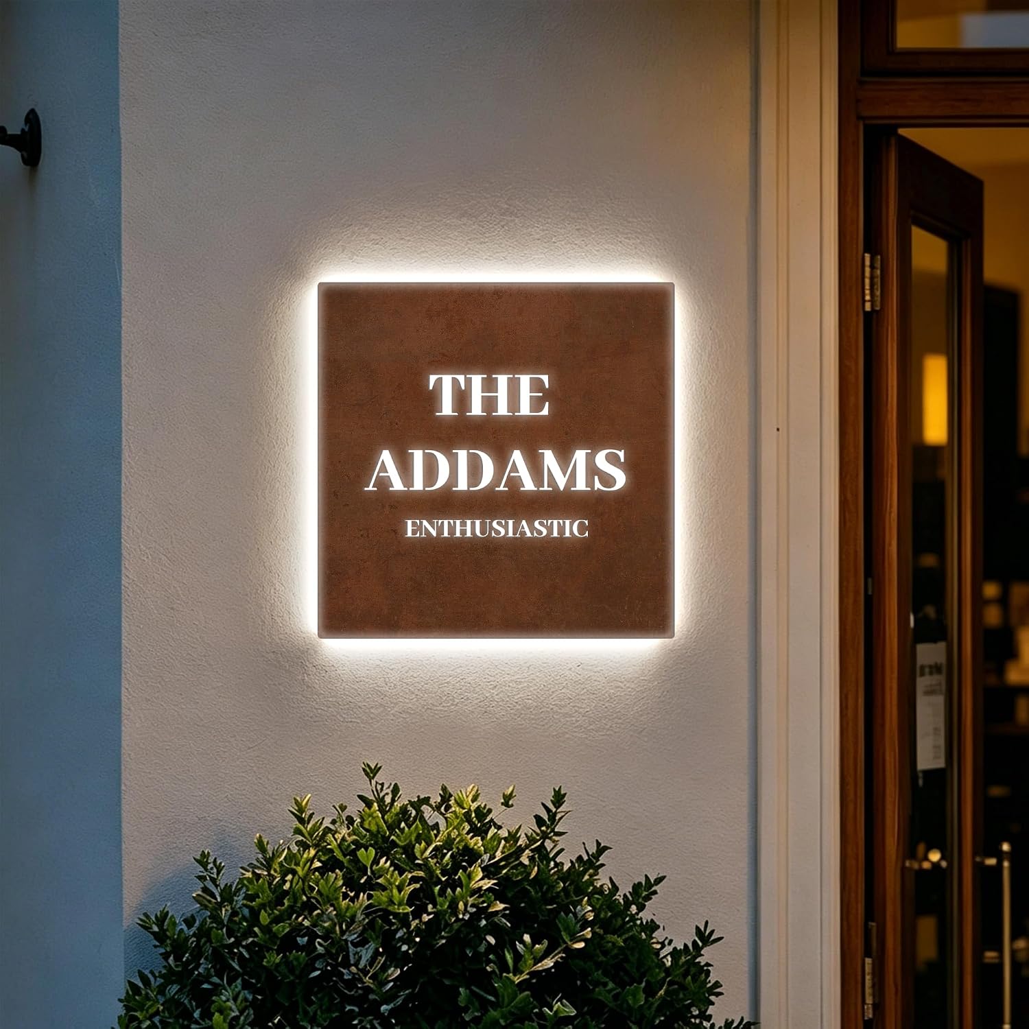 Custom LED Backlit Corten Steel Sign, Outdoor Illuminated Business Logo Signage, Personalized Metal Storefront Sign for Shop, Office, Apartment Number Plaque
