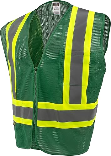 Radians SV22-1 Economy Tipo O Clase 1 Chaleco de Seguridad Tamaño Extra Grande, Malla Verde Cazador con Cinta de Contraste - 1 Cada Uno