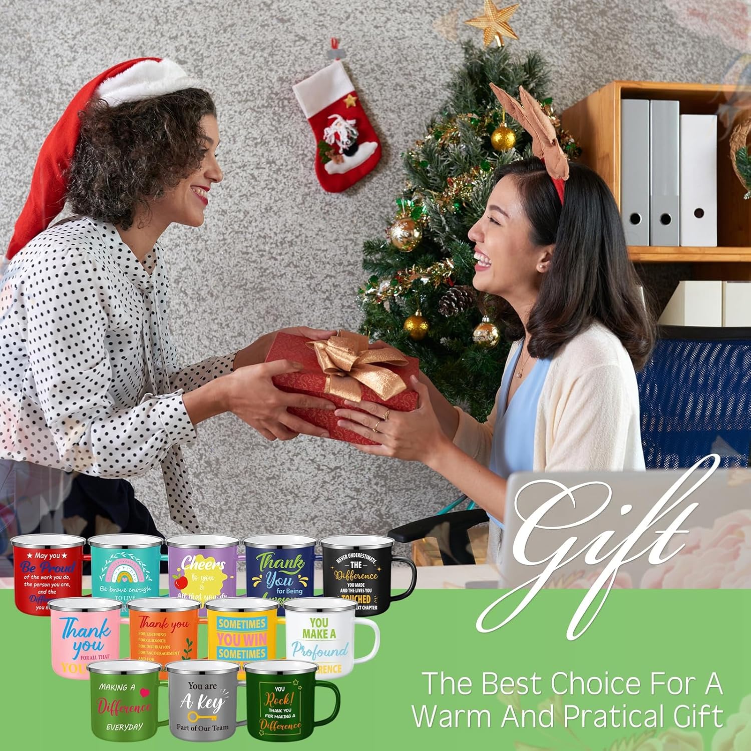 Zhehao 12 Pcs Christmas Employee Appreciation Gifts Bulk Motivational Enamel Coffee Mugs 12oz Thank You Gift Bulk Cups for Teacher Staff Coworkers Team Women Men - Image 6