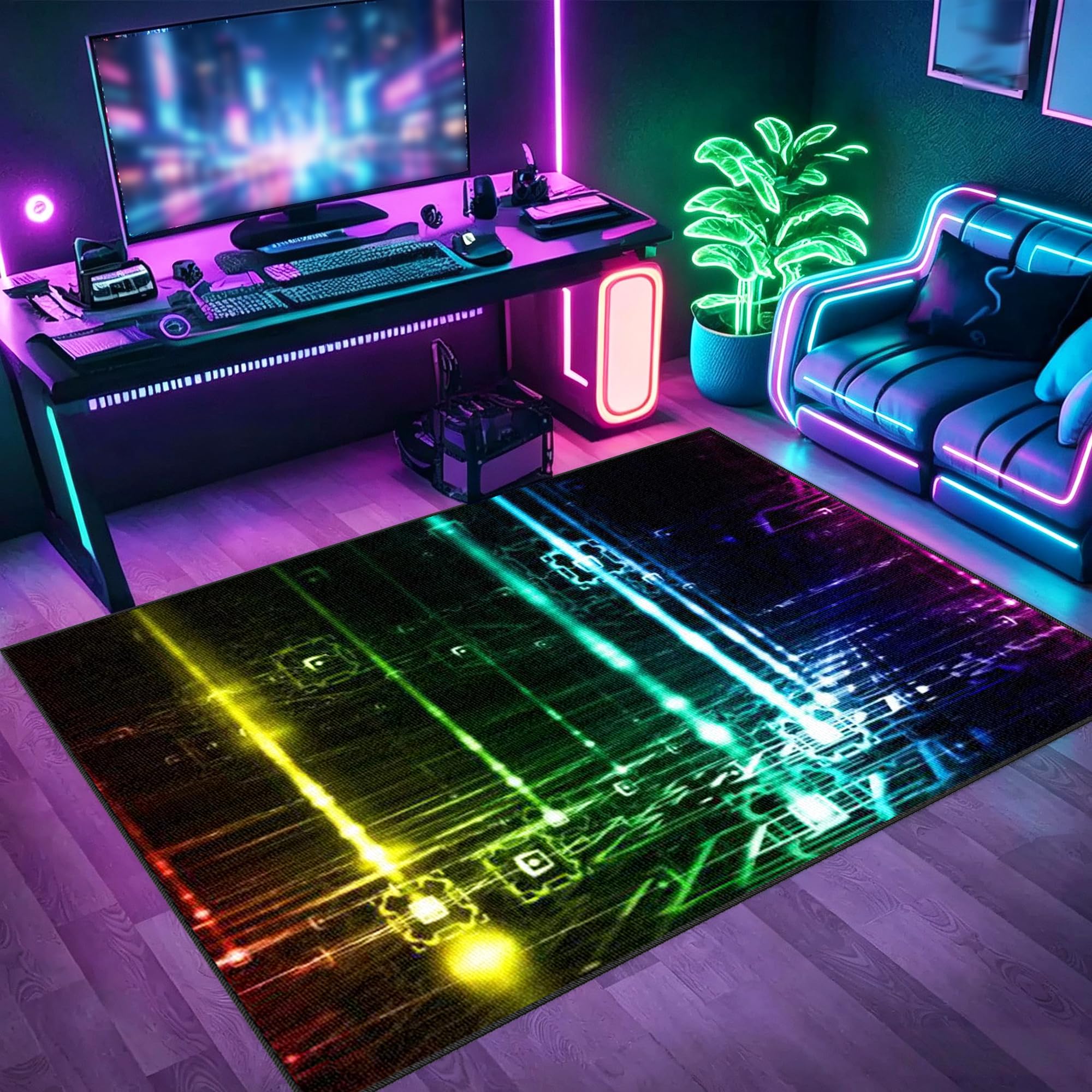 Tapis sol gamer anti-rayures protège parquet pour chaise d'ordinateur
