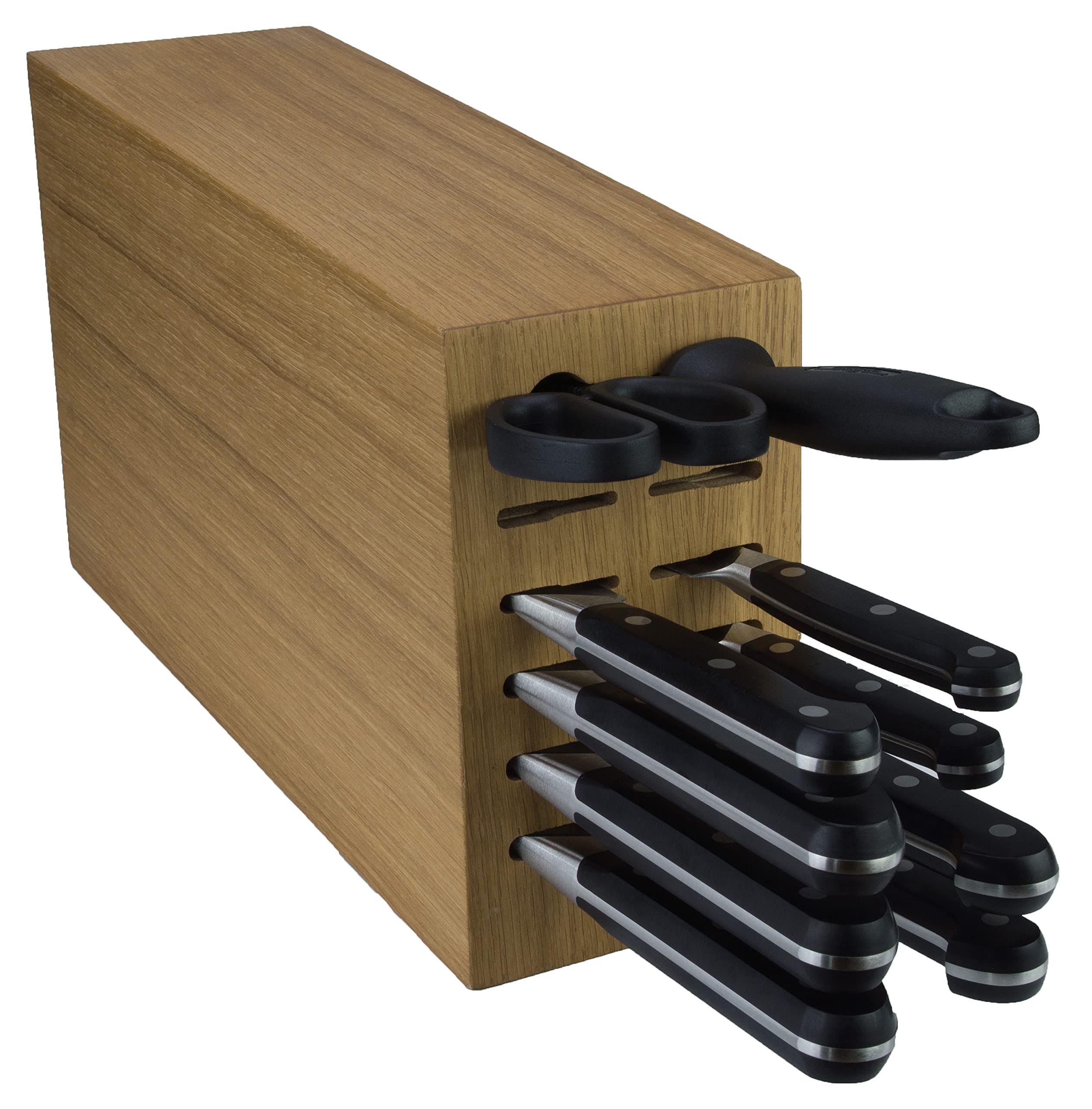 Bloque de cuchillos de madera de roble con 9 orificios, vacío