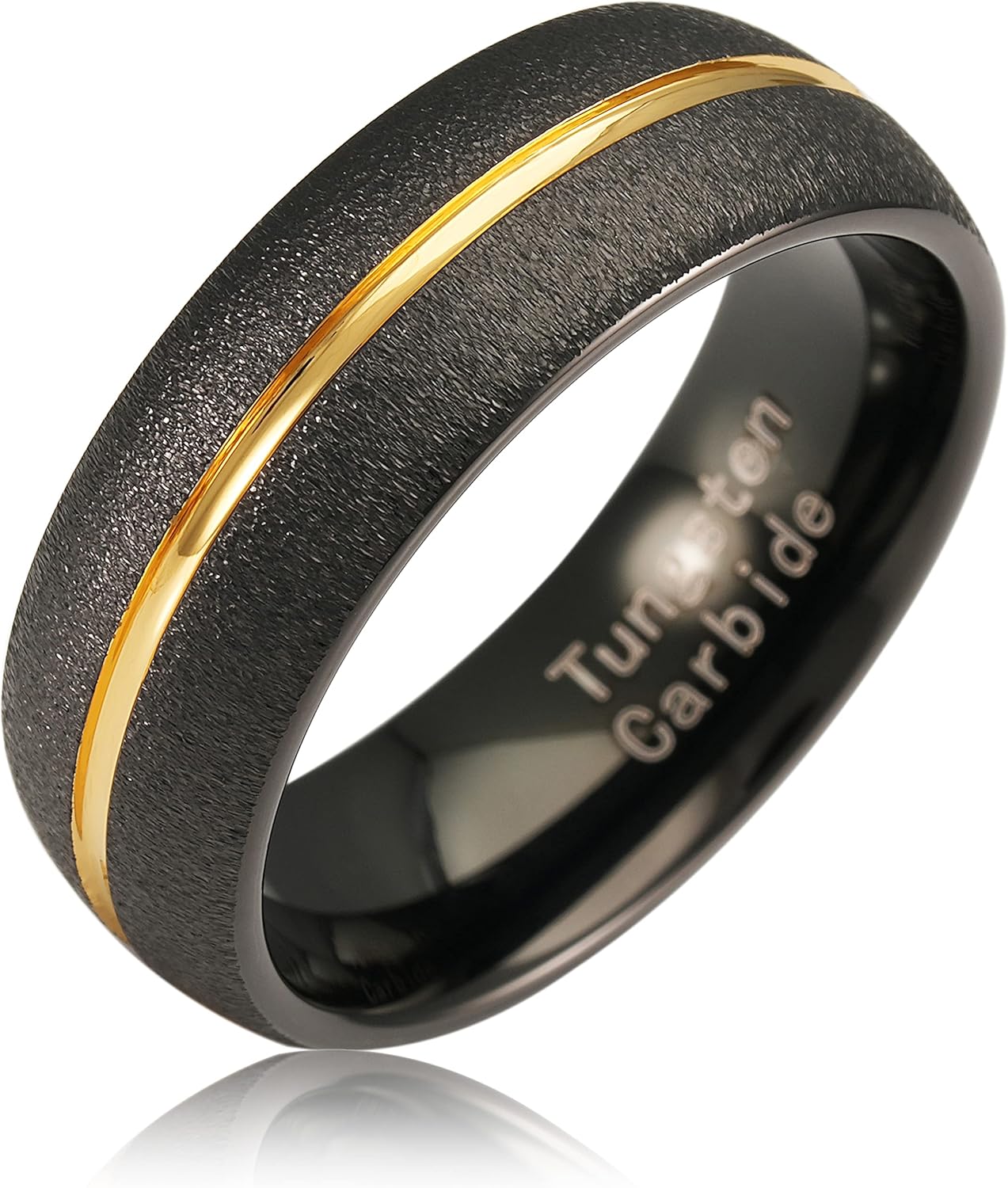100S JEWELRY Black Gold SandBlast Dome Edge Center Groove Tungsten Rings For Men Women Wedding Promise Engagement Band Sizes 6-16