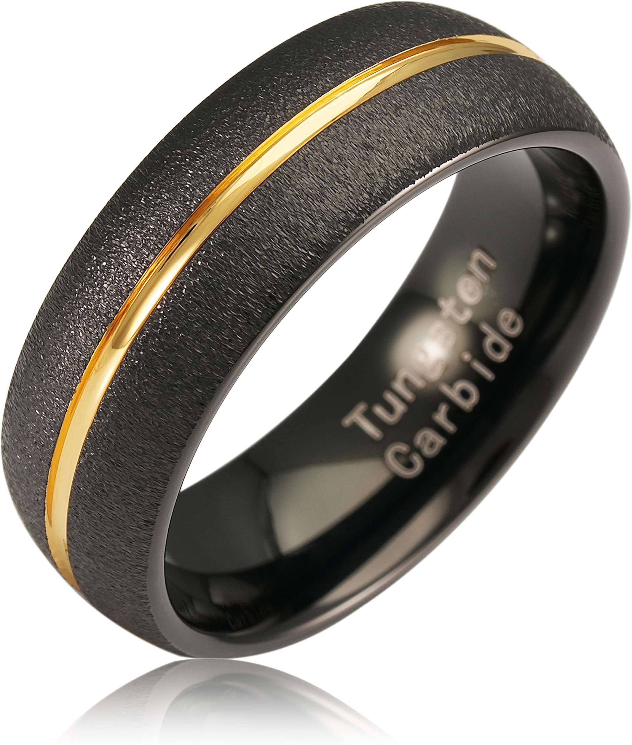 100S JEWELRYBlack Gold SandBlast Dome Edge Center Groove Tungsten Rings For Men Women Wedding Promise Engagement Band Sizes 6-16