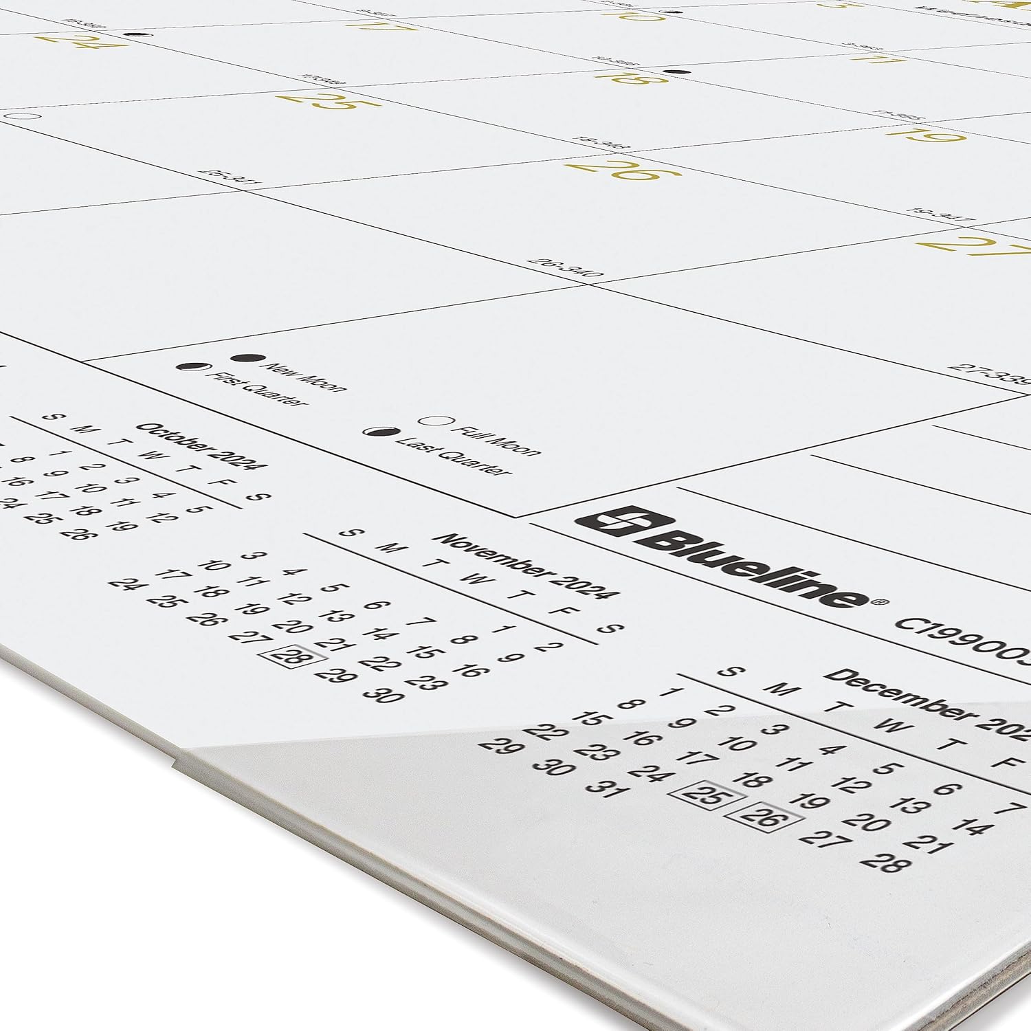 Blueline 2024 Gold Collection Monthly Desk Pad Calendar, 12 Months, January to December, 22" x 17", Classic Gold, English (C199003-24)